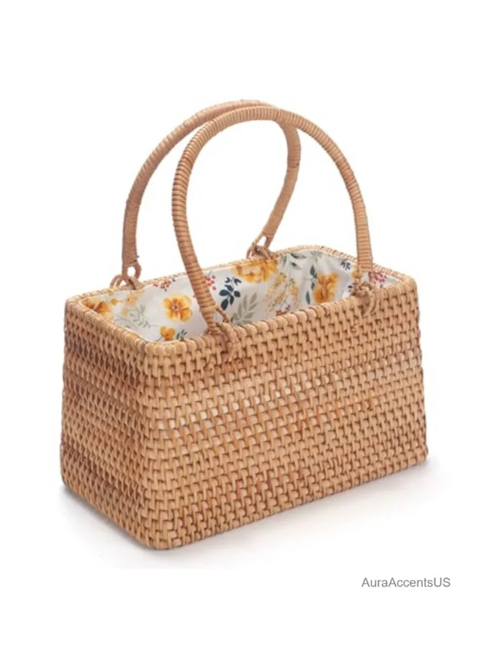 Rattan Wicker Handbag with Drawstring Closure, Summer Beach Bag for Travel